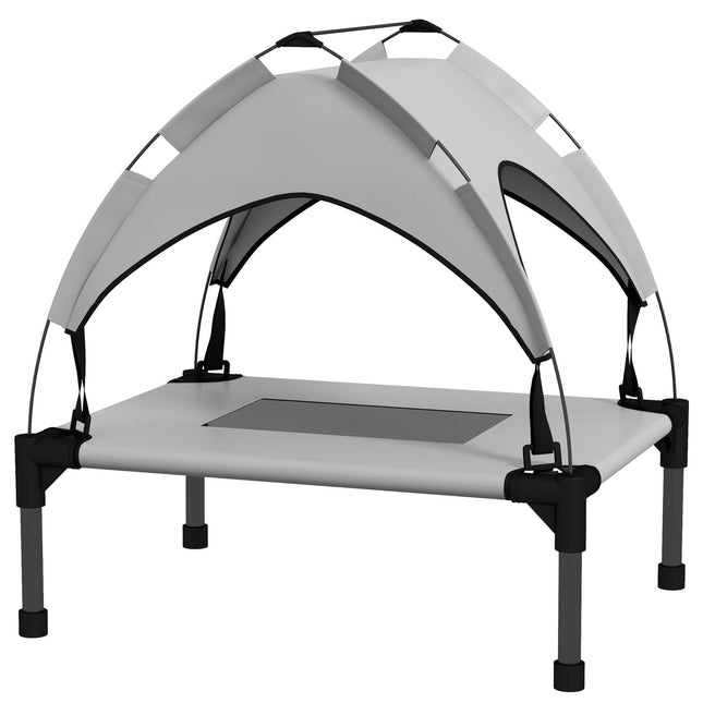 Raised outdoor dog bed with canopy, small, breathable