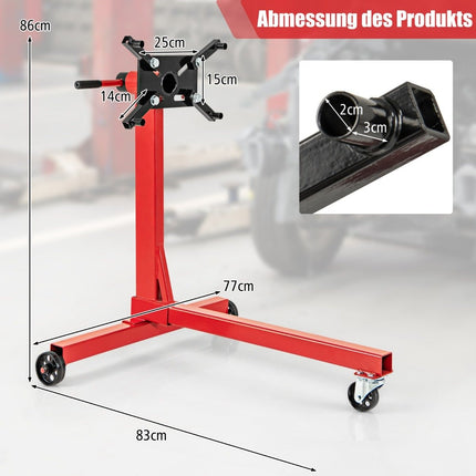Suport motor 340 kg ridicator motor 360° rotativ cu 4 brate reglabile suport motor pentru garaje