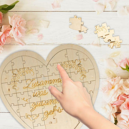 Cadou puzzle din lemn gravat în formă de inimă