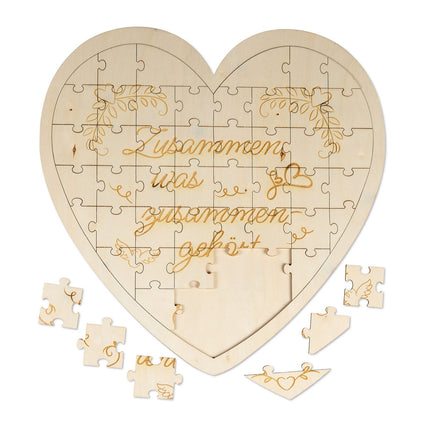 Cadou puzzle din lemn gravat în formă de inimă