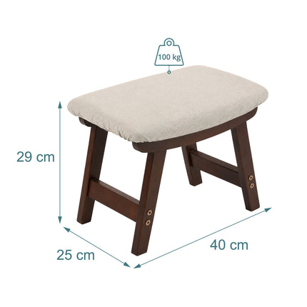 Taburet ergonomic bej, tapițerie din lemn de fag și in