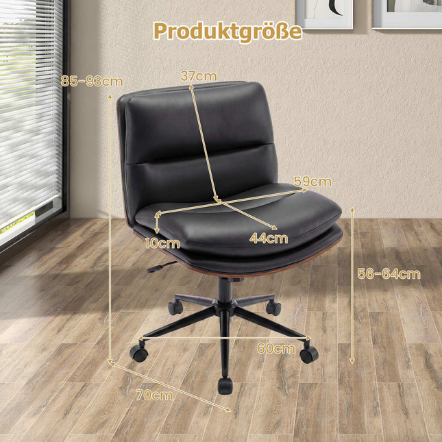 Scaun de birou ergonomic negru cu roți, fără cotiere