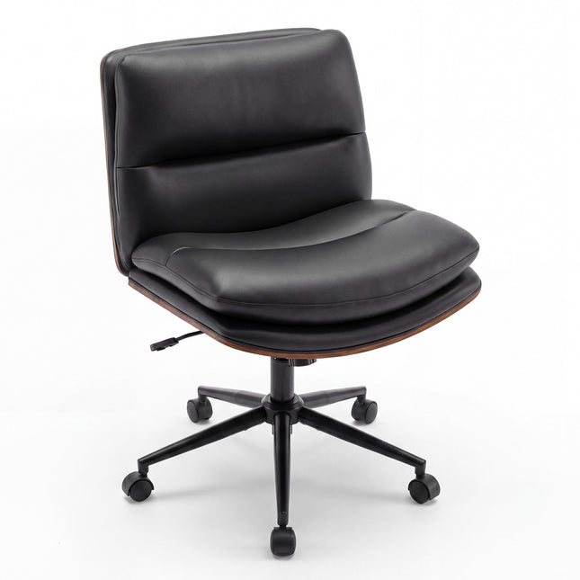 Scaun de birou ergonomic negru cu roți, fără cotiere
