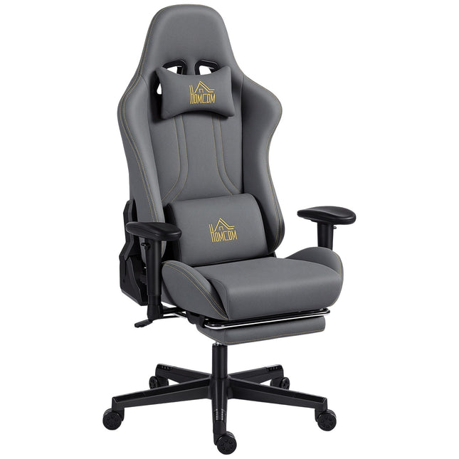 Scaun de gaming ergonomic, cotiere 3D, reglabil, gri