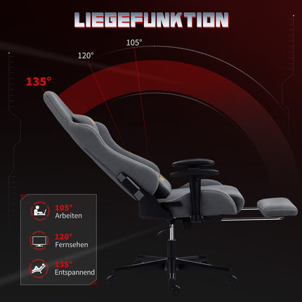 Scaun de gaming ergonomic, cotiere 3D, reglabil, gri