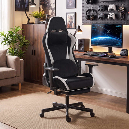 Ergonomic Gaming Chair with Heated Massage Lumbar Cushion, 3D Armrests, Black