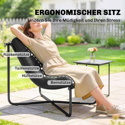Scaun de grădină ergonomic cu pernă, gri închis, capacitate 120 kg