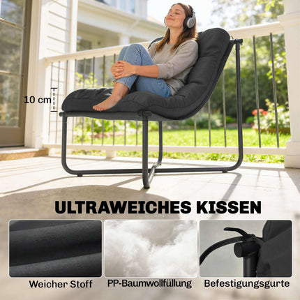 Scaun de grădină ergonomic cu pernă, gri închis, capacitate 120 kg