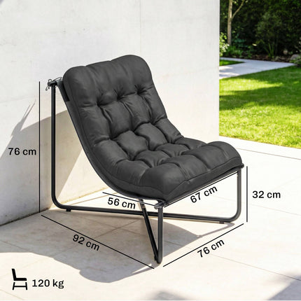 Scaun de grădină ergonomic cu pernă, gri închis, capacitate 120 kg