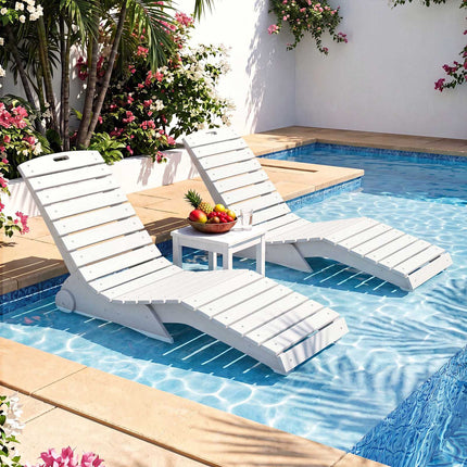 Șezlong ergonomic HDPE cu roți pentru piscină – Alb