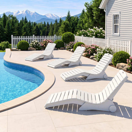 Șezlong ergonomic HDPE cu roți pentru piscină – Alb