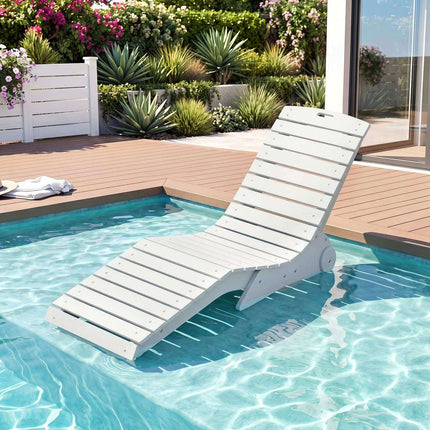 Șezlong ergonomic HDPE cu roți pentru piscină – Alb