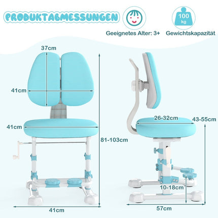 Scaun de birou ergonomic pentru copii cu spătar și suport pentru picioare reglabile