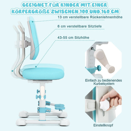 Scaun de birou ergonomic pentru copii cu spătar și suport pentru picioare reglabile