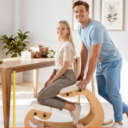 Ergonomic Kneeling Chair – Adjustable Height, Backrest, Wood Frame