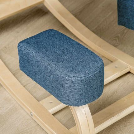 Scaun ergonomic pentru genunchi, lemn de mesteacăn, capacitate 120 kg, albastru