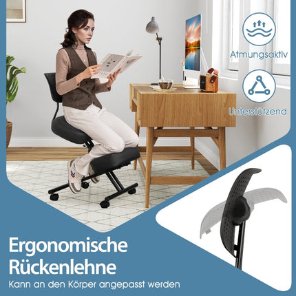 Scaun ergonomic pentru genunchi cu înălțime și spătar reglabile