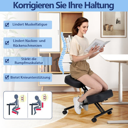 Scaun ergonomic pentru genunchi cu înălțime reglabilă și roți
