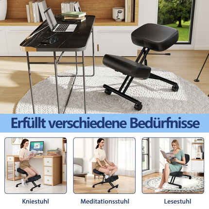 Scaun ergonomic pentru genunchi cu înălțime reglabilă și roți