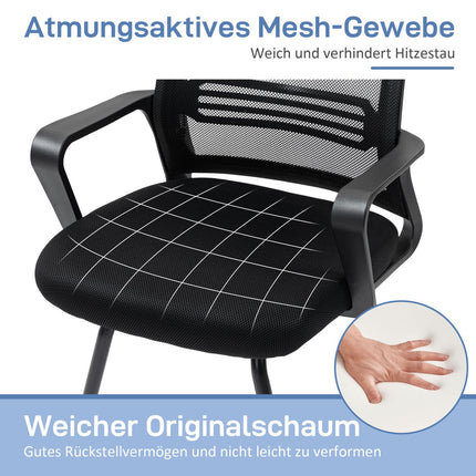Scaun ergonomic din plasă, spumă, picioare metalice, negru