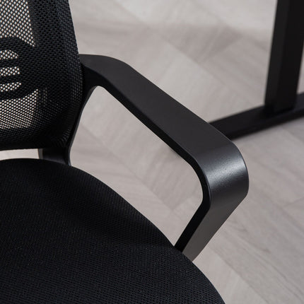 Scaun ergonomic din plasă, spumă, picioare metalice, negru