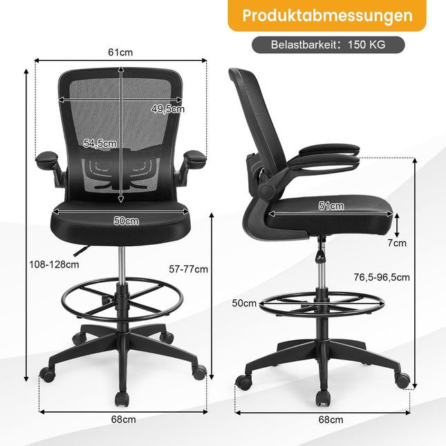 Scaun de birou ergonomic din plasă, spătar înalt, brațe reglabile