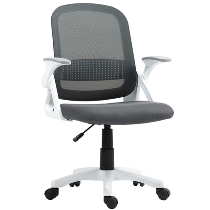 Scaun de birou ergonomic din plasă cu brațe pliabile, gri