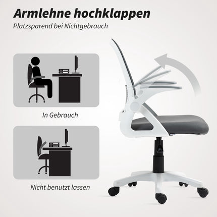 Scaun de birou ergonomic din plasă cu brațe pliabile, gri