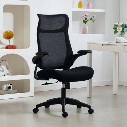 Scaun de birou ergonomic, cotiere 3D, spate din plasă, negru