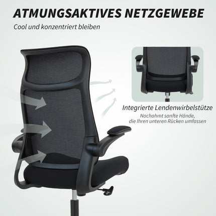 Scaun de birou ergonomic, cotiere 3D, spate din plasă, negru