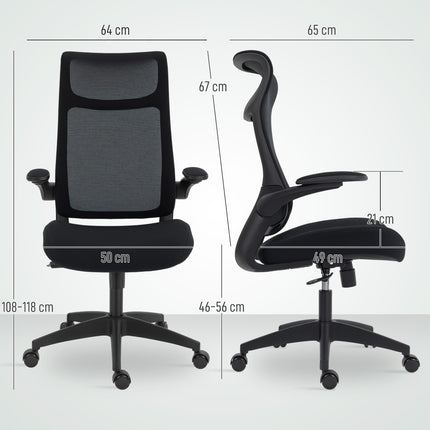 Scaun de birou ergonomic, cotiere 3D, spate din plasă, negru