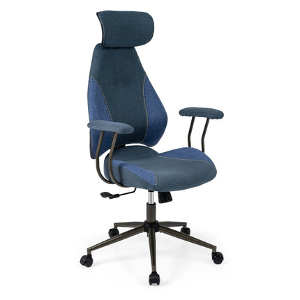 Scaun de birou ergonomic, tetieră reglabilă, in albastru