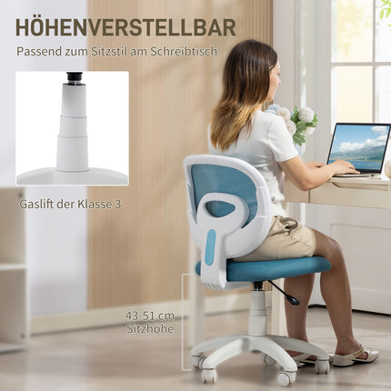 Scaun de birou ergonomic, înălțime reglabilă, plasă albastră