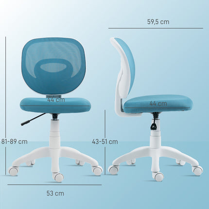 Scaun de birou ergonomic, înălțime reglabilă, plasă albastră