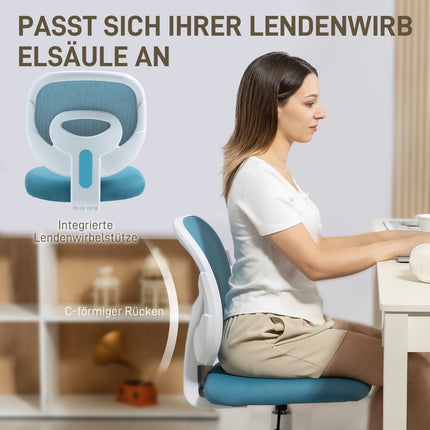 Scaun de birou ergonomic, înălțime reglabilă, plasă albastră