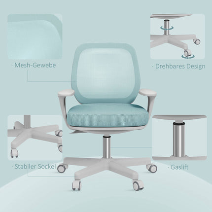Scaun de birou ergonomic, înălțime reglabilă, verde, pivotant 360°