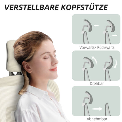 Scaun de birou ergonomic, plasă reglabilă, cotiere, bej
