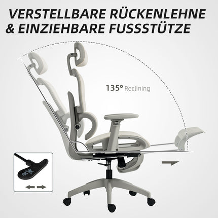 Scaun de birou ergonomic, plasă reglabilă, cotiere, bej