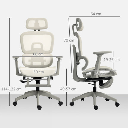 Scaun de birou ergonomic, plasă reglabilă, cotiere, bej