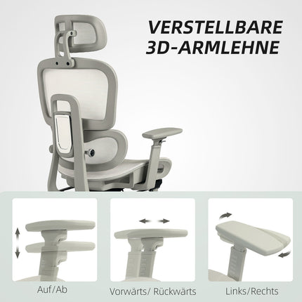 Scaun de birou ergonomic, plasă reglabilă, cotiere, bej