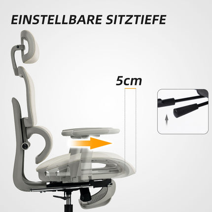 Scaun de birou ergonomic, plasă reglabilă, cotiere, bej