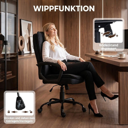 Scaun de birou ergonomic, material textil negru, înălțime reglabilă, căptușit