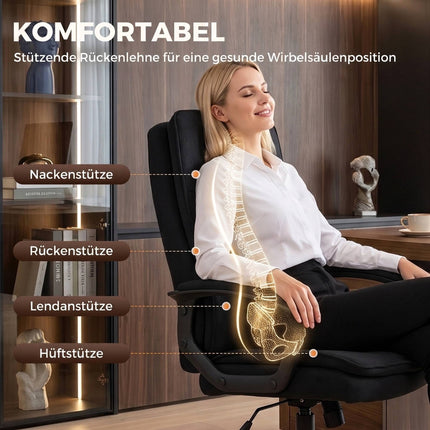 Scaun de birou ergonomic, material textil negru, înălțime reglabilă, căptușit