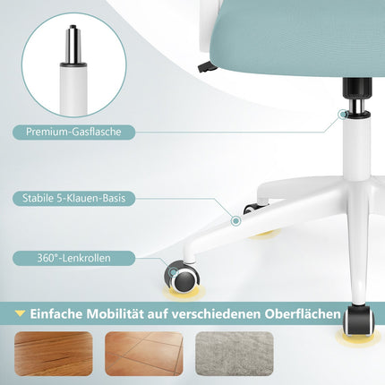 Scaun de birou ergonomic, albastru – brațe pliabile, funcție de balansare