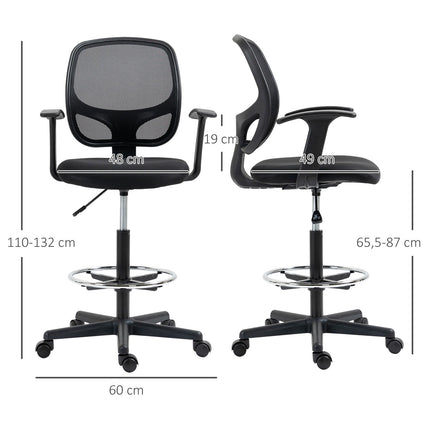 Ergonomic swivel office chair with adjustable foot ring