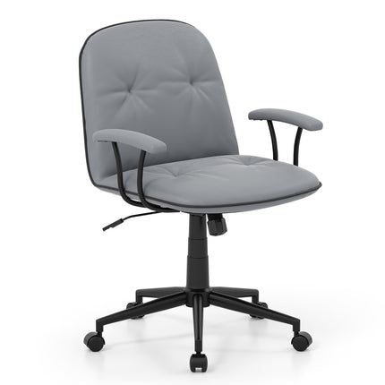 Scaun de birou ergonomic, piele ecologică, brațe căptușite, gri