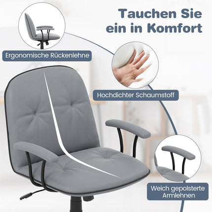 Scaun de birou ergonomic, piele ecologică, brațe căptușite, gri