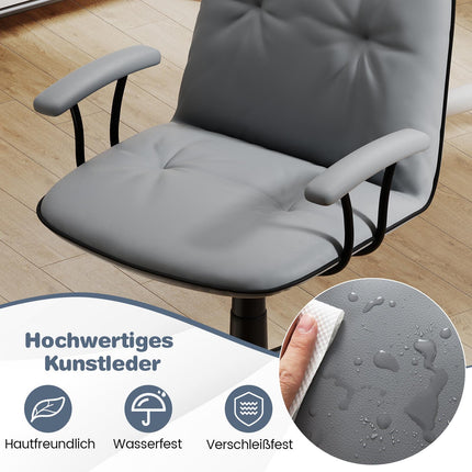 Scaun de birou ergonomic, piele ecologică, brațe căptușite, gri