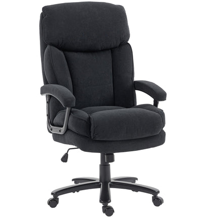 Scaun de birou ergonomic, aspect catifelat, spătar înalt, negru, capacitate 200 kg