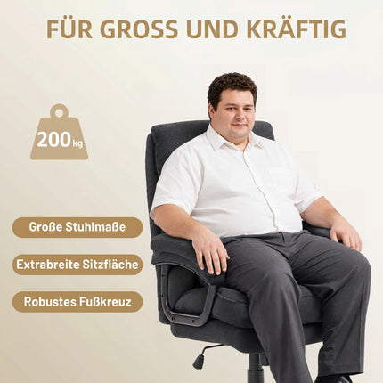 Scaun de birou ergonomic, aspect catifelat, spătar înalt, negru, capacitate 200 kg